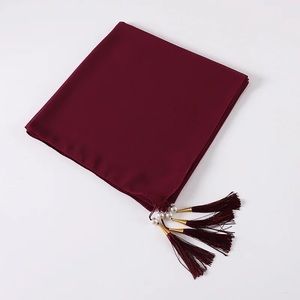Square Chiffon Hijab Scarf With Tassle Pearls Muslim Fashion Scarf For Women